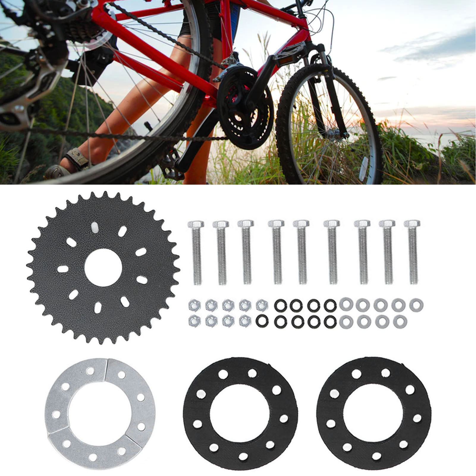 36t-kettenrad Hinten Mit 9-loch-kettenradbefestigungssatz Für 49ccm-, 66ccm- Und 80ccm-motorkettenräder.