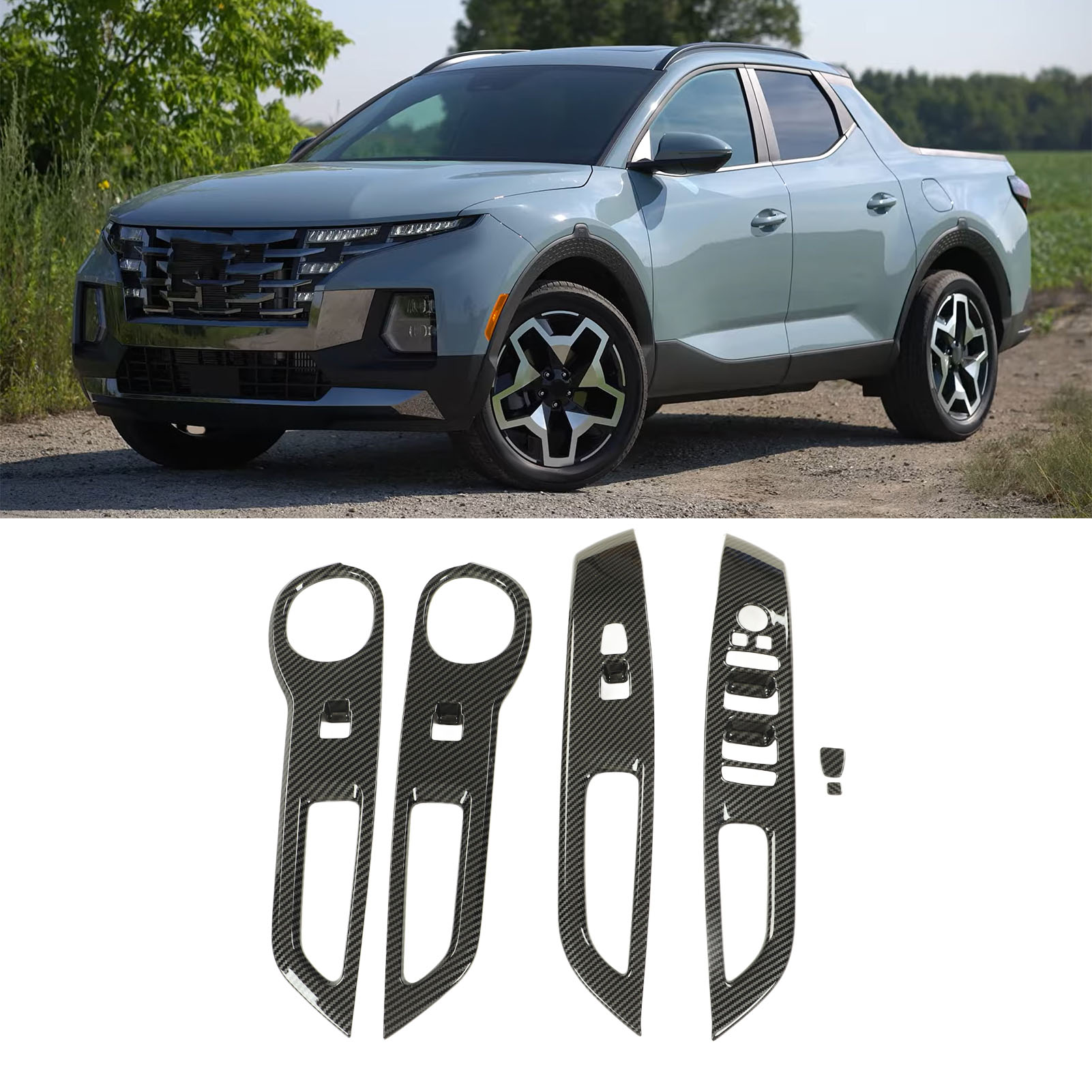 Tür- Und Fensterbedienfeld-zierleisten (6-teiliges Set) In Carbonfaser-optik Für Hyundai Santa Cruz Ab 2022 (linkslenker)