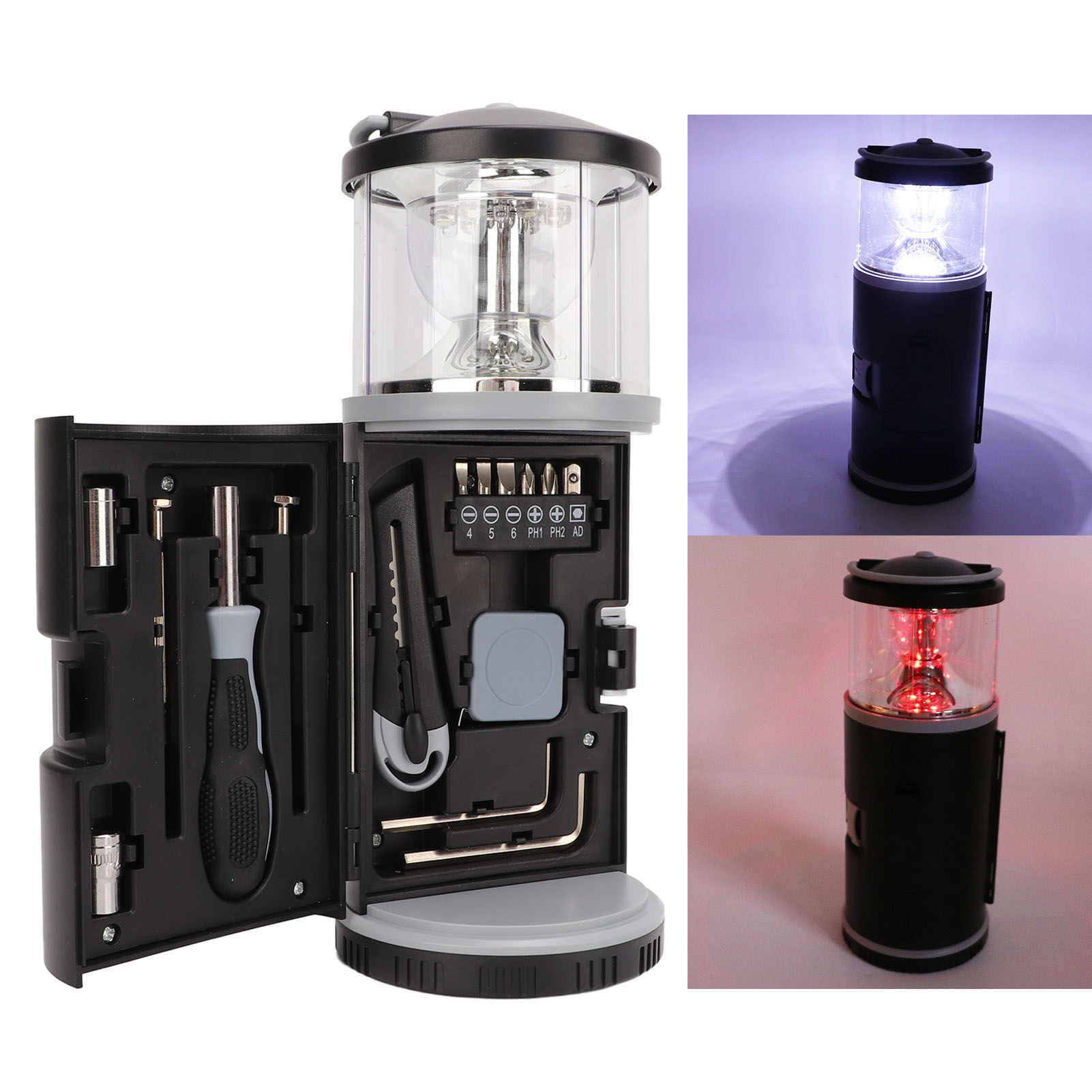 Multifunktionales Werkzeugset Für Autoreparaturen Und Camping Mit Led-campinglampe, Batteriebetrieben (batterie Nicht Im Lieferumfang Enthalten).