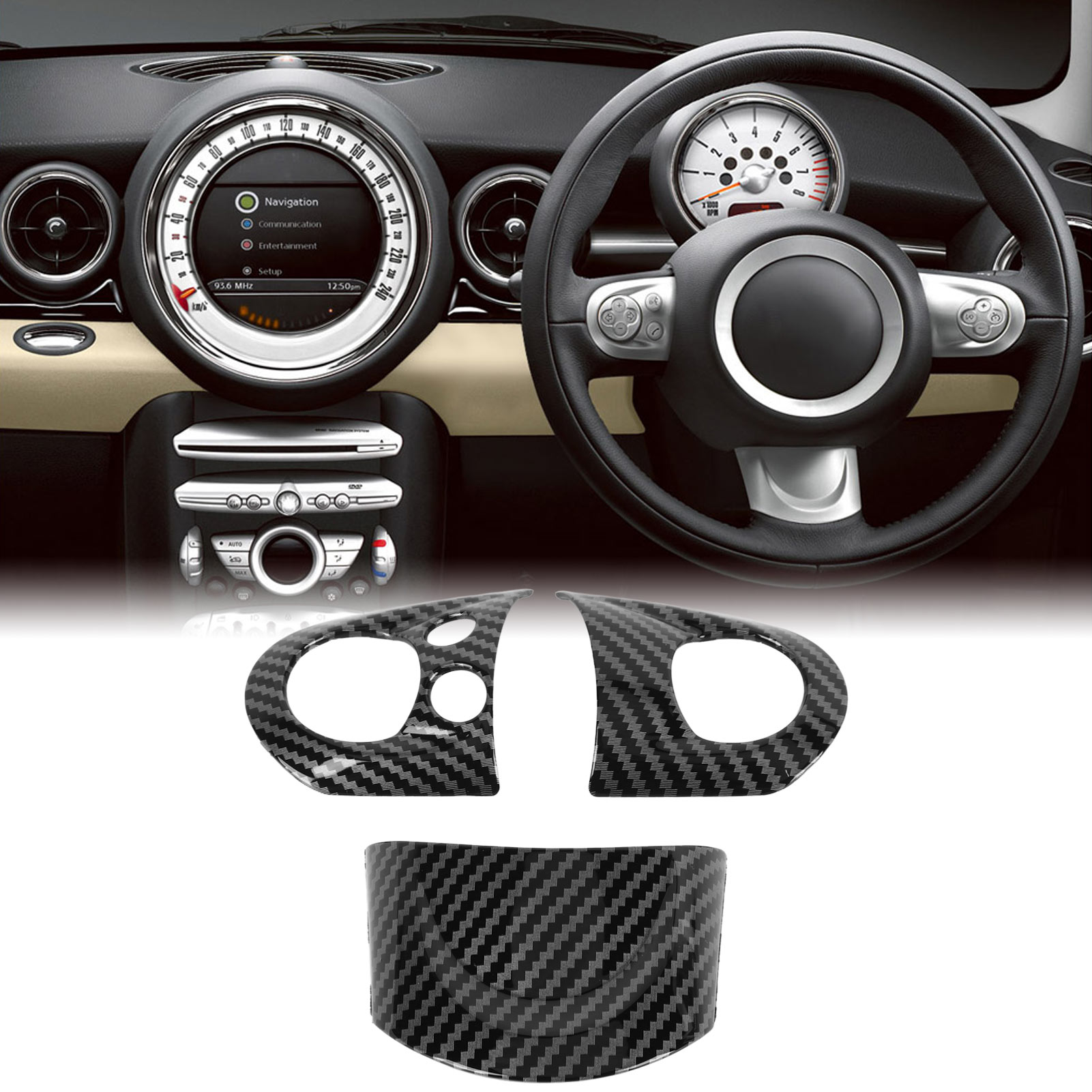 Lenkradverkleidung Mit Carbonfaser-textur Und Tasten, Kompatibel Mit Mini Cooper R56 2006-2013.