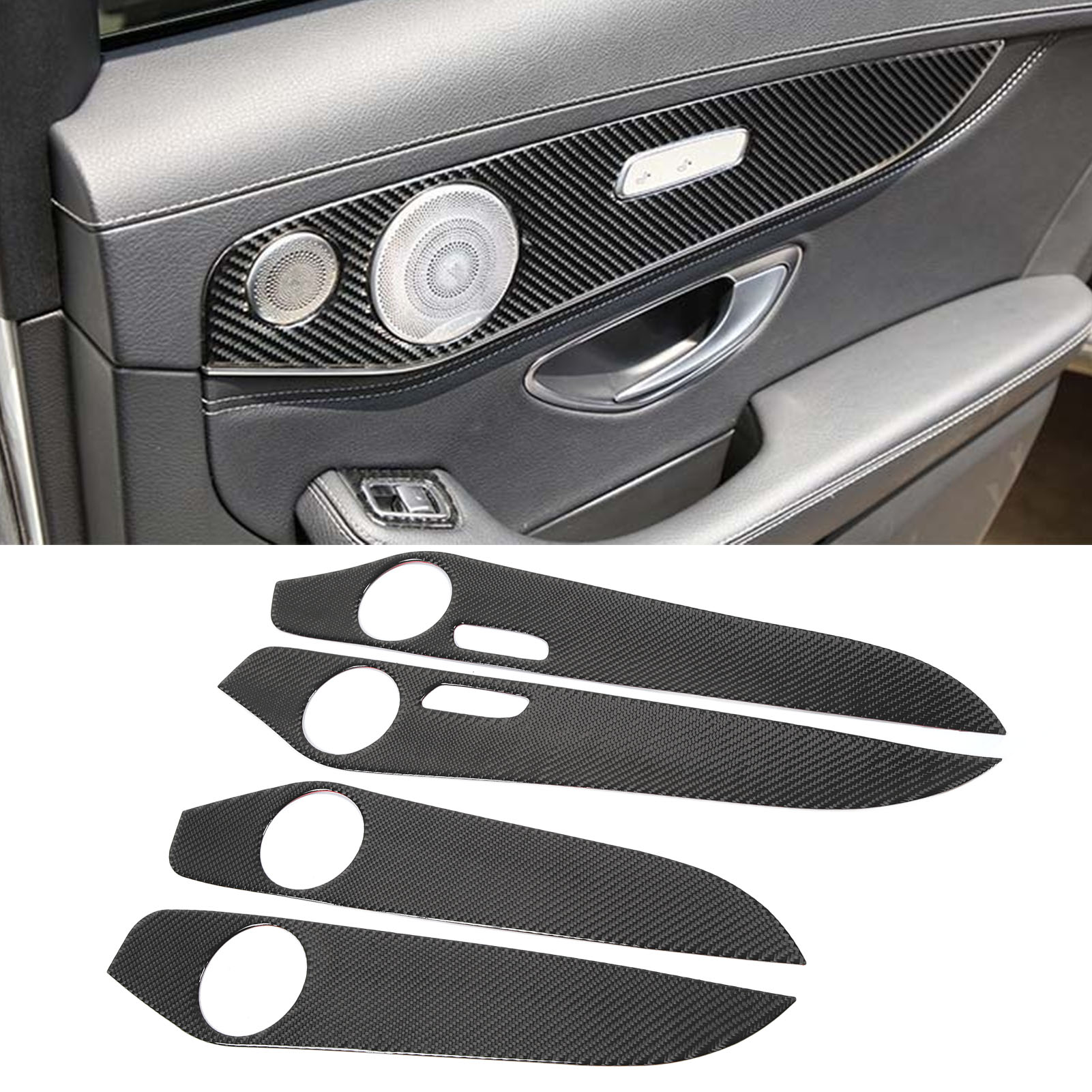 Satz Mit 4 Originalen Carbonfaser-türverkleidungsteilen (weich) Für Die Innenausstattung (einzelne Hintere Hupe) Passend Für Mercedes-benz C-klasse W205 Und Glc-klasse 2014-2020 (oc12248)