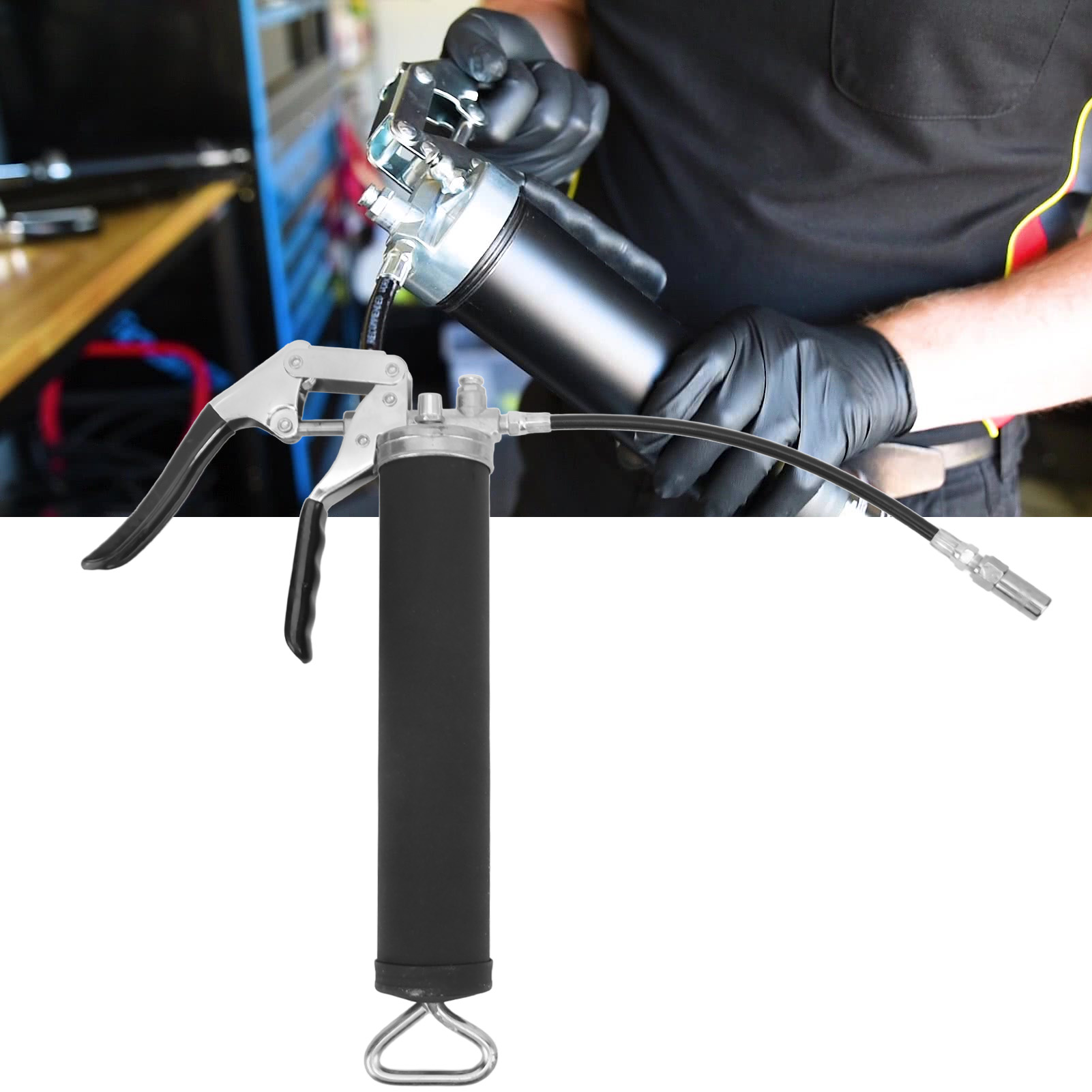 Hochleistungs-fettpressen-set Mit Pistolengriff, 3000-6000 Psi, 14 Oz Fassungsvermögen, Mit 12-zoll-schlauch (vt01664b)