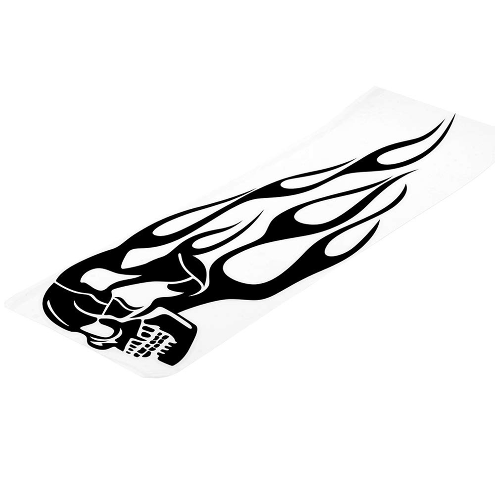 [yue Xing Hui] (nicht Genutztes Geistiges Eigentum) Totenkopf-modifikations-totem-aufkleber Mit Motorradflammen-emblem (schwarz)