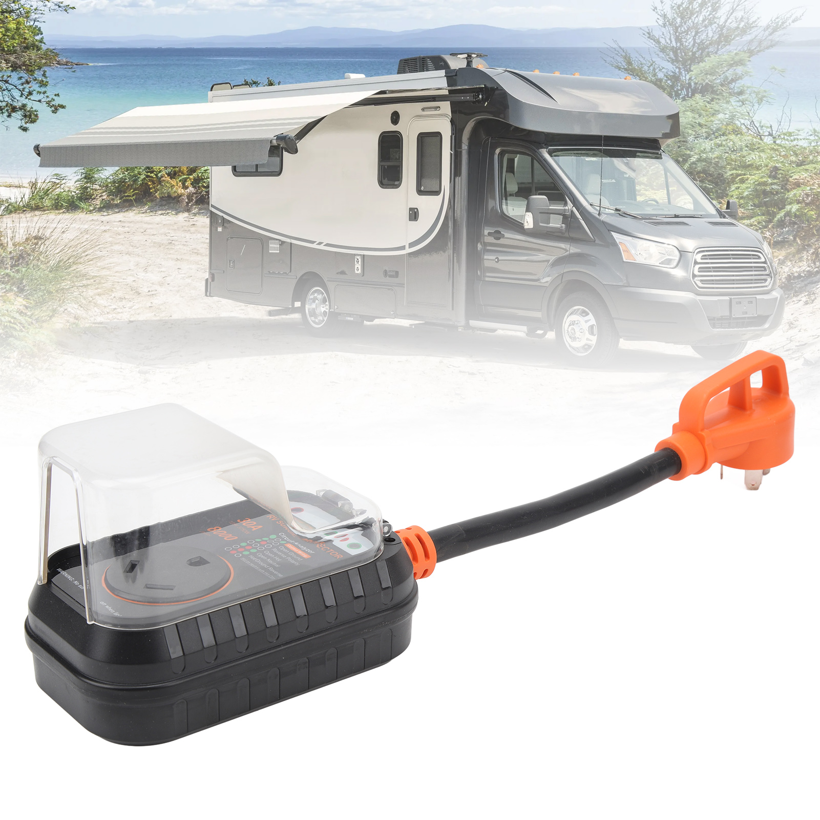 Amerikanischer Standard-überspannungsschutz 125v Für Wohnmobile, 30-ampere-stromkreisanalysator, 8000 Joule, Adapter Für Wohnmobile.