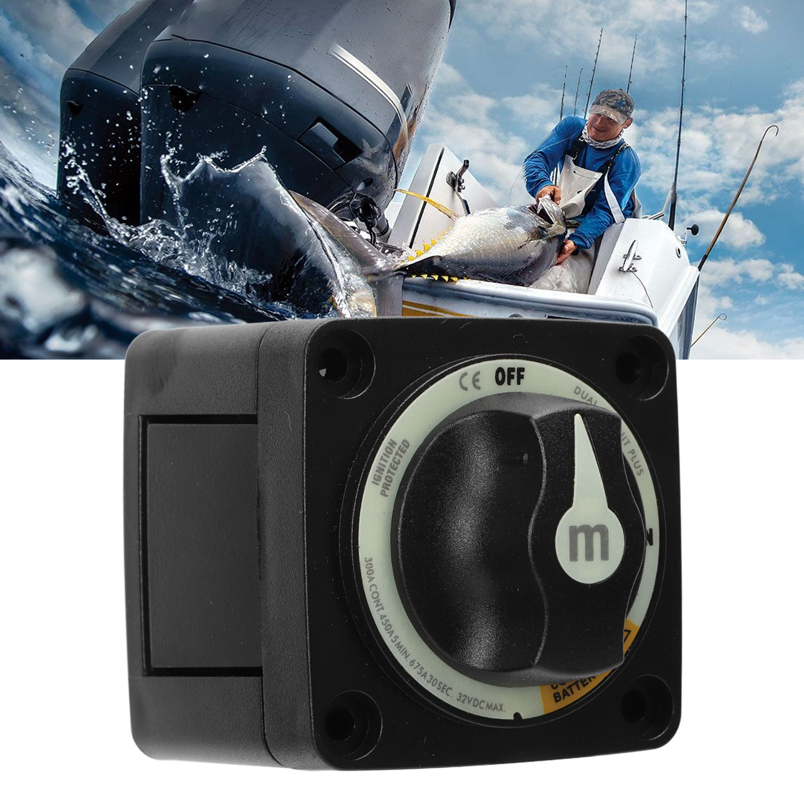 Blue Ocean 6011200 (m-serie) 300a Marine-batterietrennschalter Für Yacht, Wohnmobil Und Auto 4-poliger Drehschalter Aus/ein/plus (yc102073-bk6011)