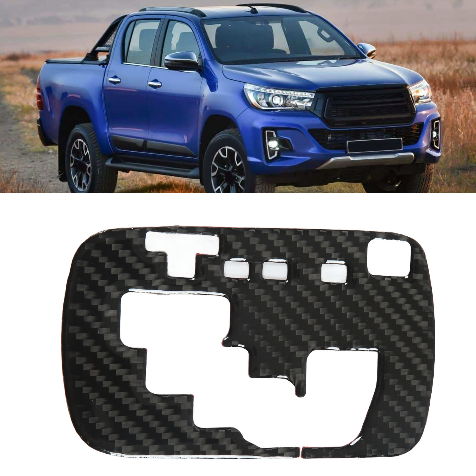 Abdeckung Für Die Ganganzeige, Echte Kohlefaser (flexibel), Kompatibel Mit Toyota Hilux 2015-2021 (oc07625)