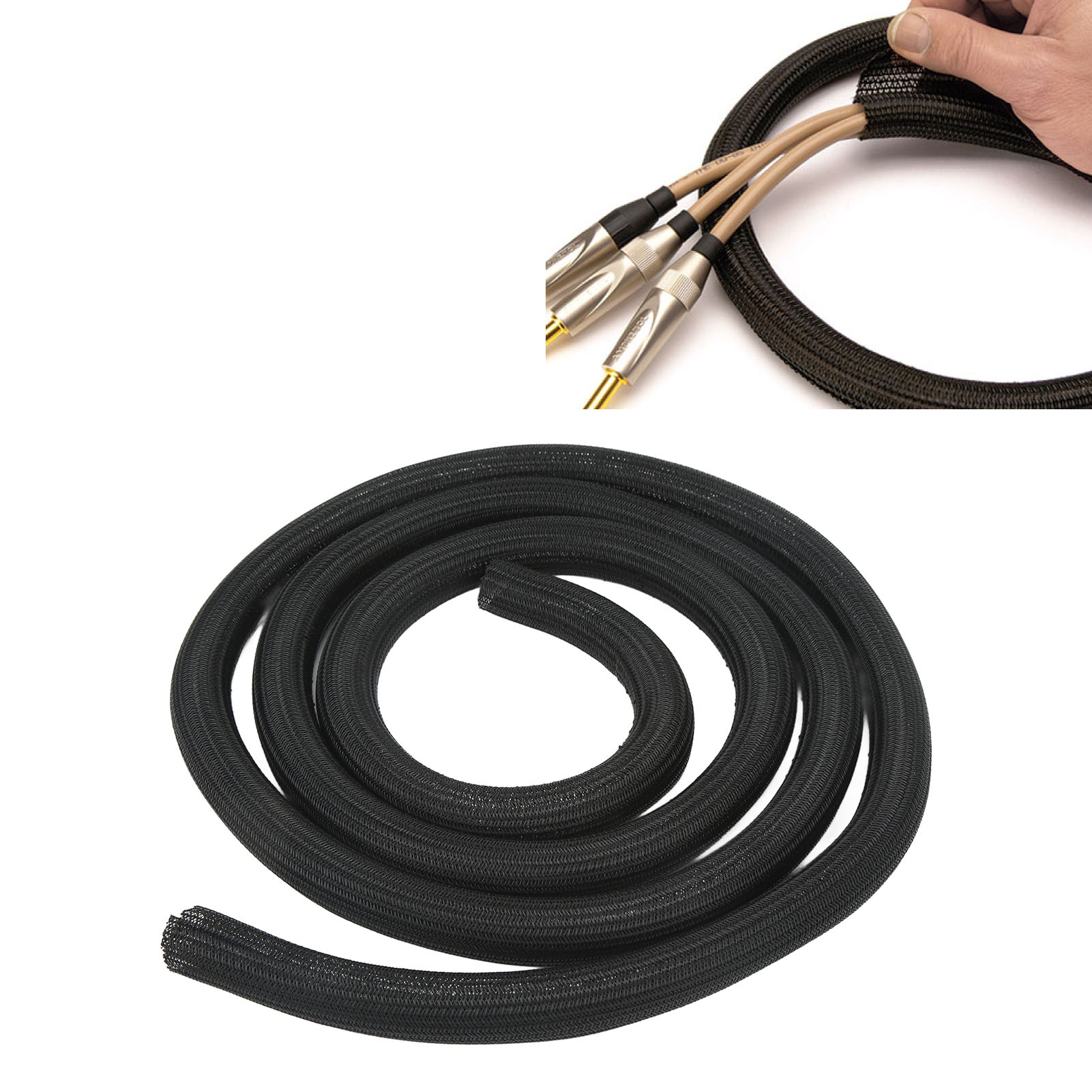 Geflochtener Kabelschlauch Für Wohnmobile Und Boote, Selbstaufrollend, 25 Mm, 3 M, Schwarz.