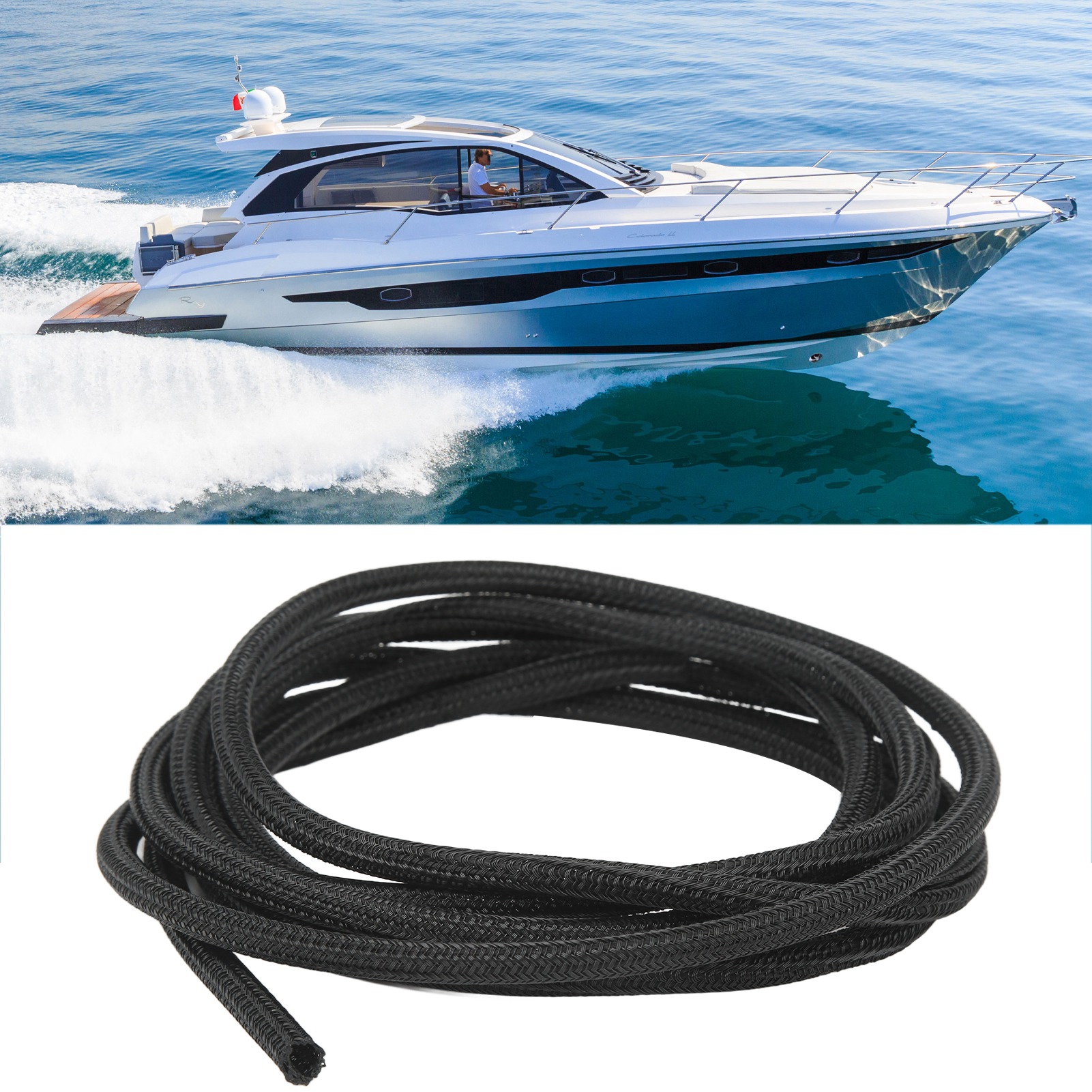 Geflochtener Kabelkanal Für Wohnmobile Und Boote, 5 Mm Dick, Schwarz, 7,5 Meter (25 Fuß).