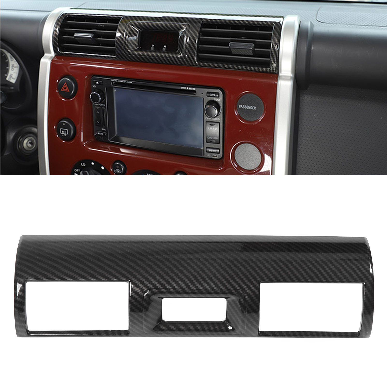 Der Dekorative Aufnäher Aus Strukturierter Kohlefaser Für Die Lüftungsschlitze Der Mittelkonsole Ist Für Den Toyota Fj Cruiser Xj10 2007-2021 (oc10354) Geeignet.