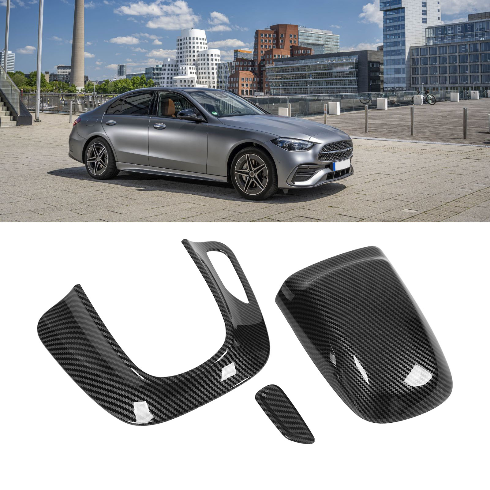 Die Kopfstützen Der Vordersitze Sind Mit Carbonfaser-zierelementen Versehen Und Für Die Mercedes-benz C-klasse W206 Ab 2022 Erhältlich.