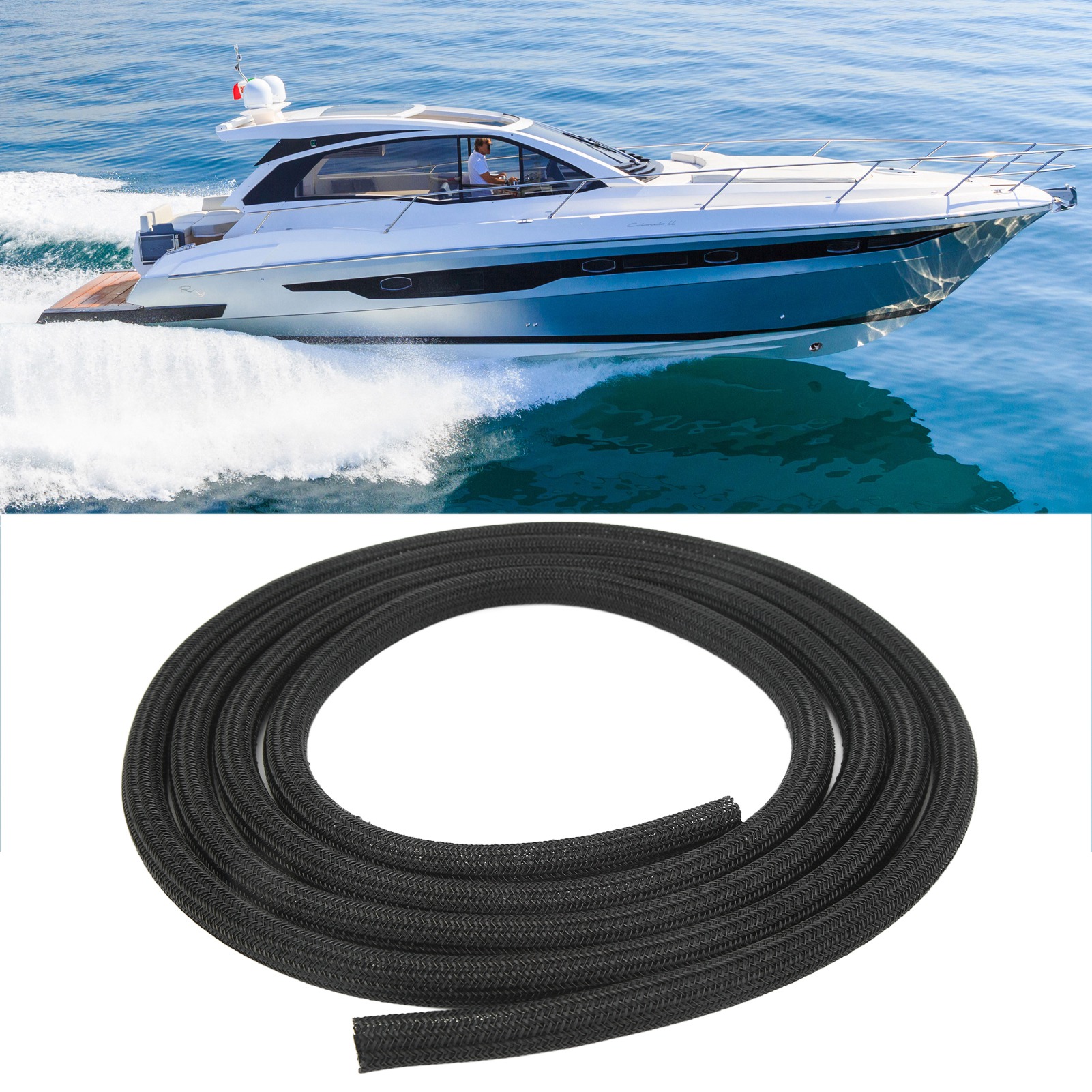 Geflochtener Schlauch Für Wohnmobil- Und Bootsausrüstung, Selbstaufrollend, 13 Mm, Schwarz, 7,5 Meter (25 Fuß).