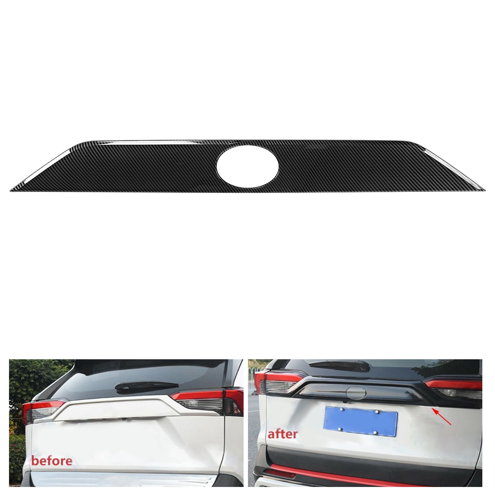 Fahrzeugmodifikation Für Toyota Rav4 2019-2021: Übergroße Heckklappenverkleidung Aus Strukturiertem Carbonfasermaterial.