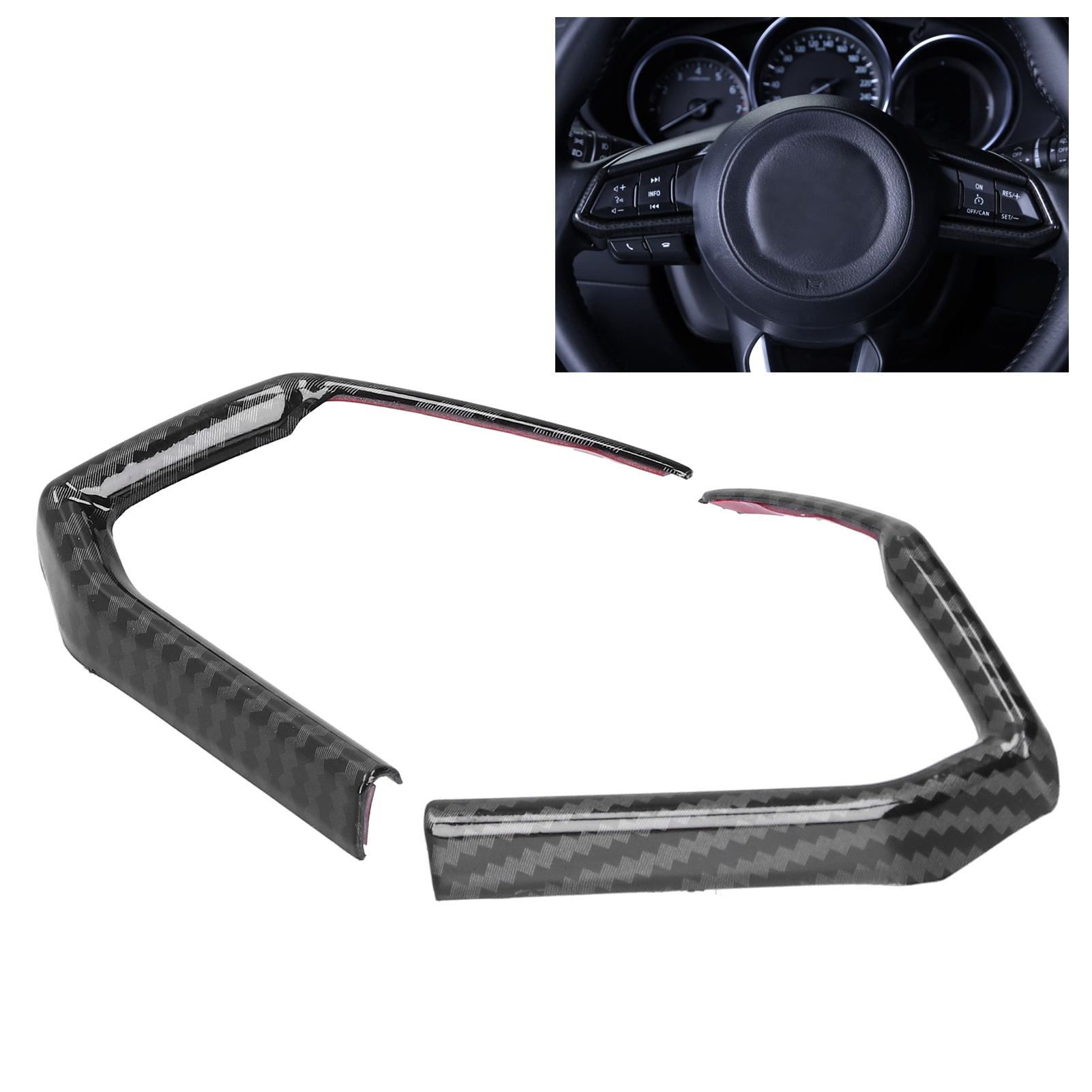 Dekorativer Aufkleber Für Das Autolenkrad, Kompatibel Mit Der Linken Und Rechten Seite, Mazda Cx-4 Cx-5, Glänzend Schwarze Kohlefaseroptik.