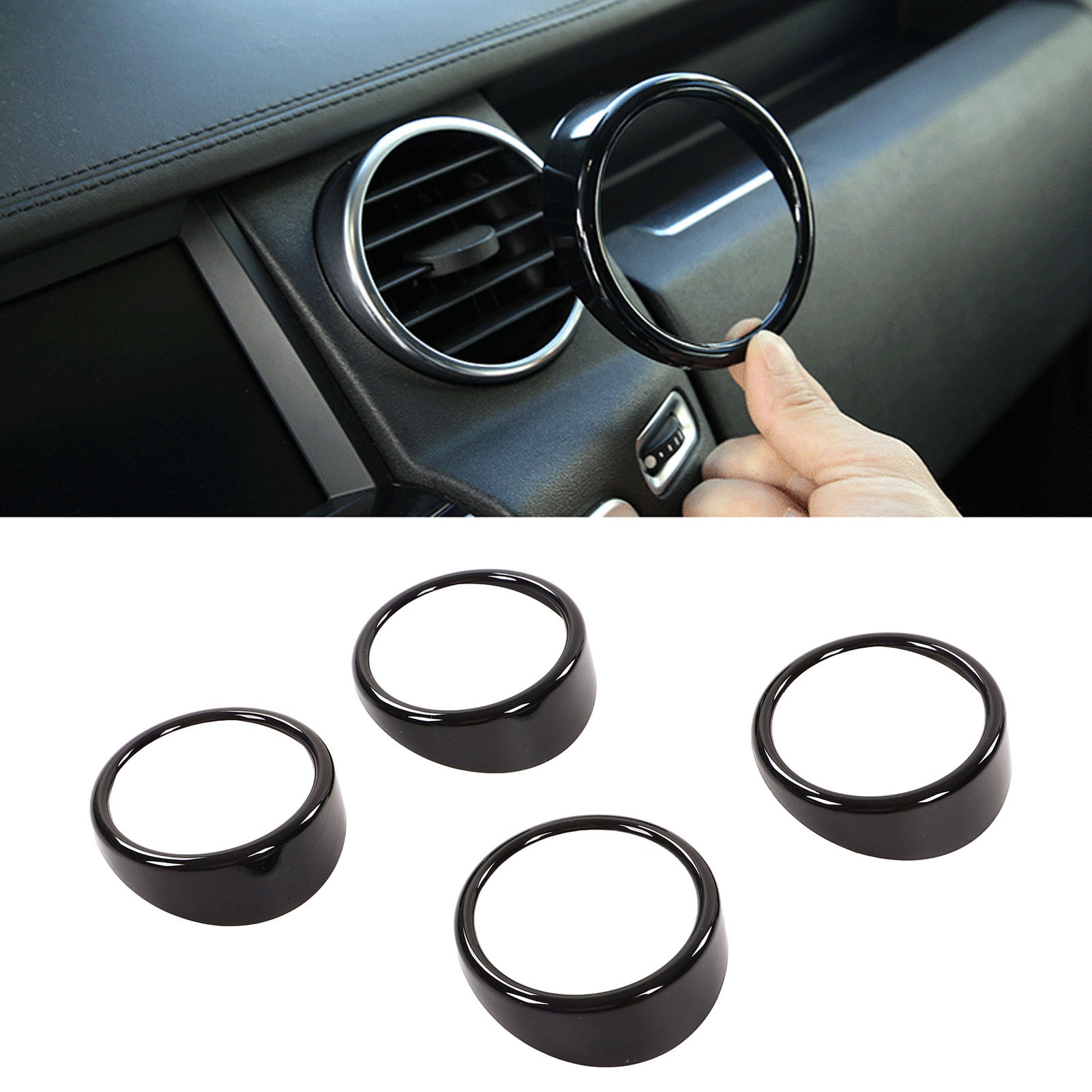 Dekorative Aufnäher Für Die Vorderen Lüftungsschlitze, Glänzend Schwarz, Kompatibel Mit Land Rover Discovery 4/lr4 2010-2016 (oc10132) (verkauf Im 4er-set)