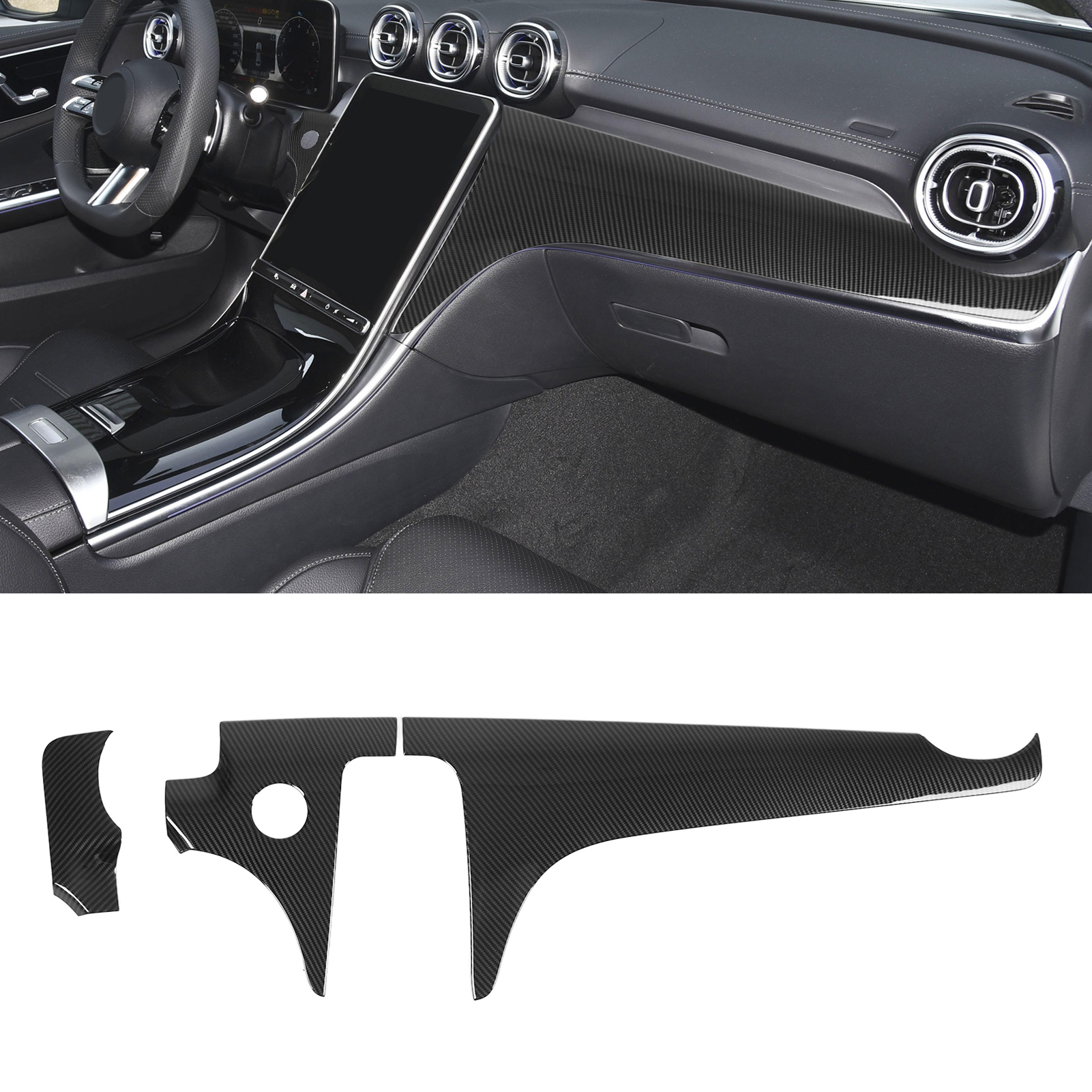 Carbonfaser-zierelemente An Der Mittelkonsole, Nur Für Linkslenker, Passend Für Mercedes-benz C-klasse W206 Ab 2022 (übergröße).