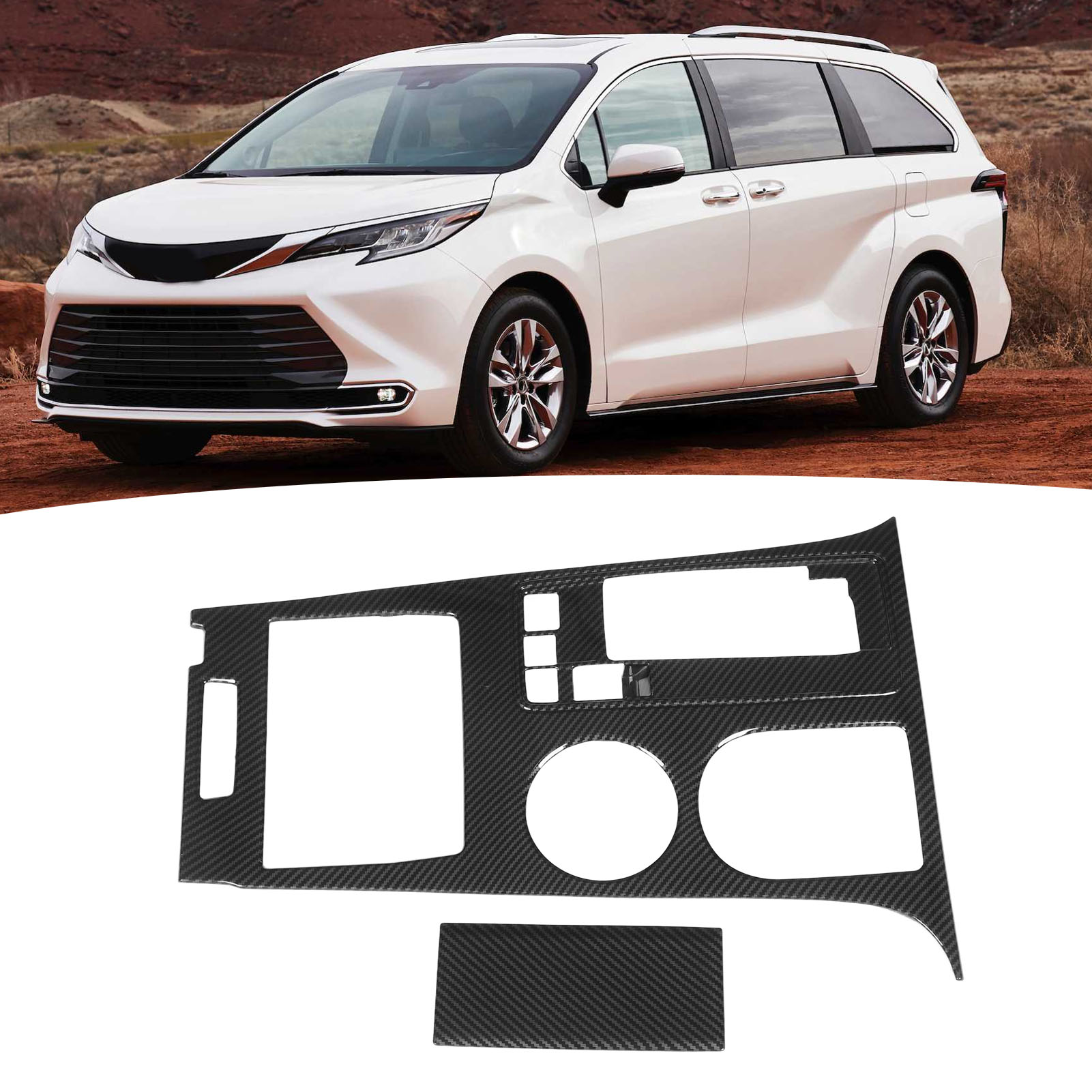 Abdeckung Für Den Schalthebel Der Mittelkonsole In Carbonfaser-optik Für Toyota Sienna Ab 2021 (linkslenker) (übergröße)