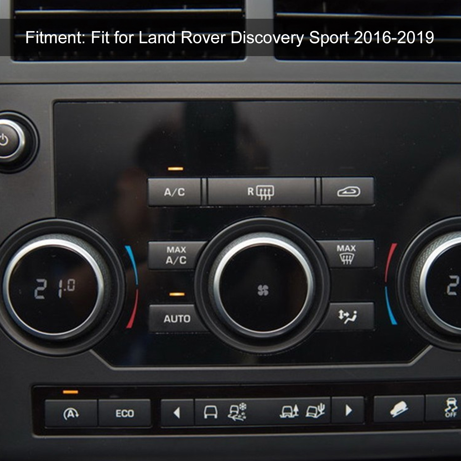 Fahrzeugmodifikation: Silberne Aufkleber Für Klimaanlagen- Und Geländetasten Land Rover Discovery Sport 2016-2019 (modell E, Ohne Heizung).