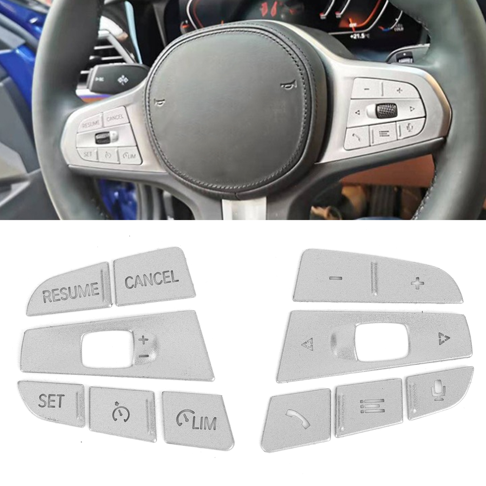 Fahrzeugmodifikation: Aufkleber Für Bmw 3er G20 G28 2020 Lenkradknöpfe, 11-teiliges Silbernes Set (typ A)