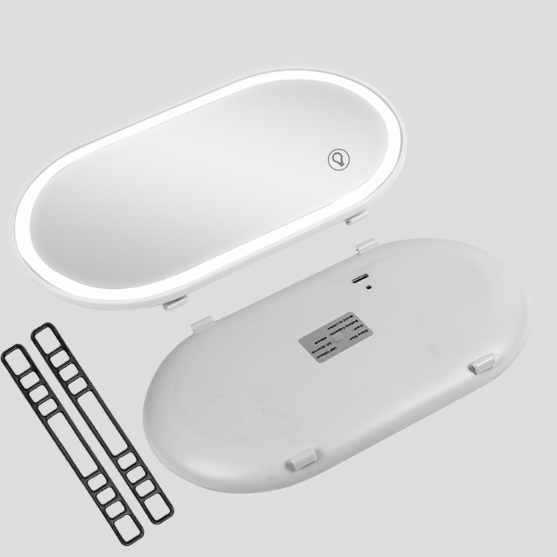 (exklusiv In Südostasien) Auto-schminkspiegel Mit Led-touch-beleuchtung, Sonnenblendenspiegel, Elegantes Design, Hochauflösende Beleuchtung, Integrierter Lithium-akku, Hellgrau