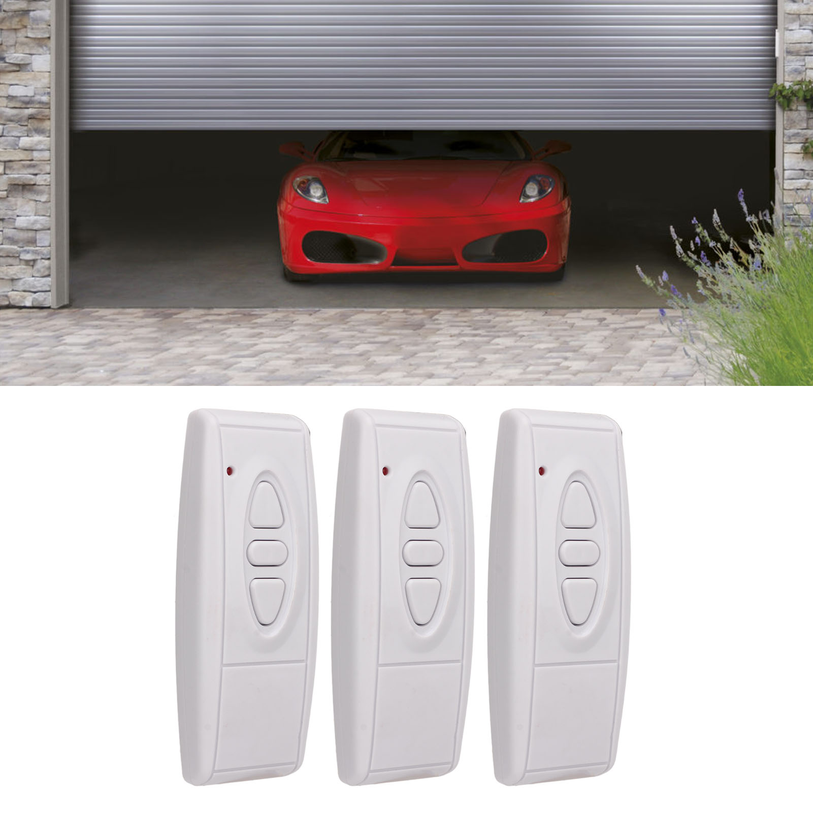 Drahtlose Fernbedienung Mit Drucktasten Für Garagentore Und Elektrische Rollläden, 433 Paare (3er-pack) (mit Eingebauten Batterien)