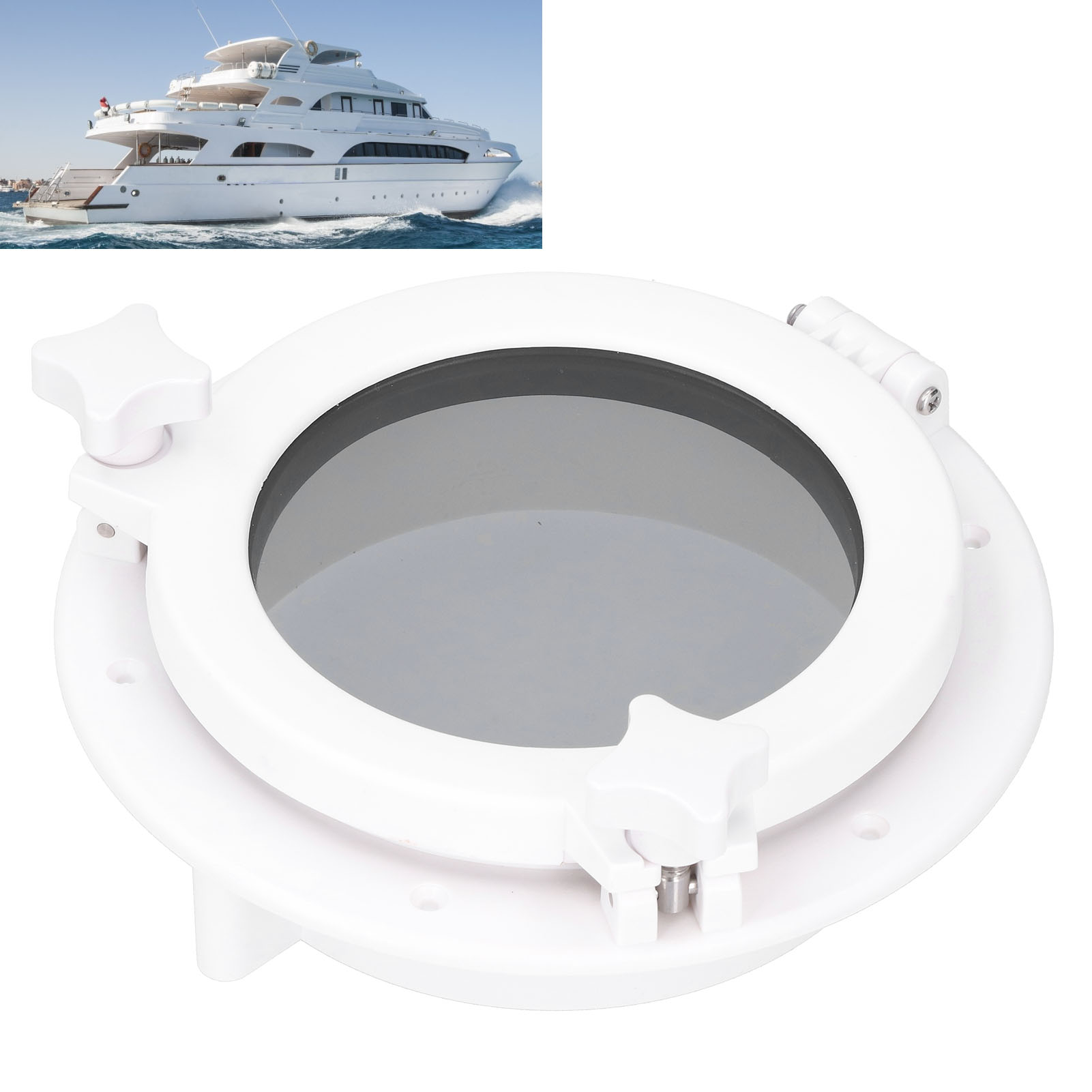 8-zoll-rund, Weißes Bullauge Aus Gehärtetem Glas Für Wohnmobile, Yachten Und Boote (nmpp1-01)