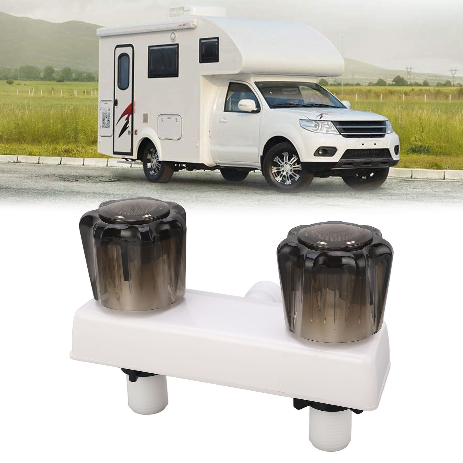 Zweigriff-mischbatterie Für Wohnmobildusche, 1/2-14npsm-ventilumsteller, Weißes Außengewinde