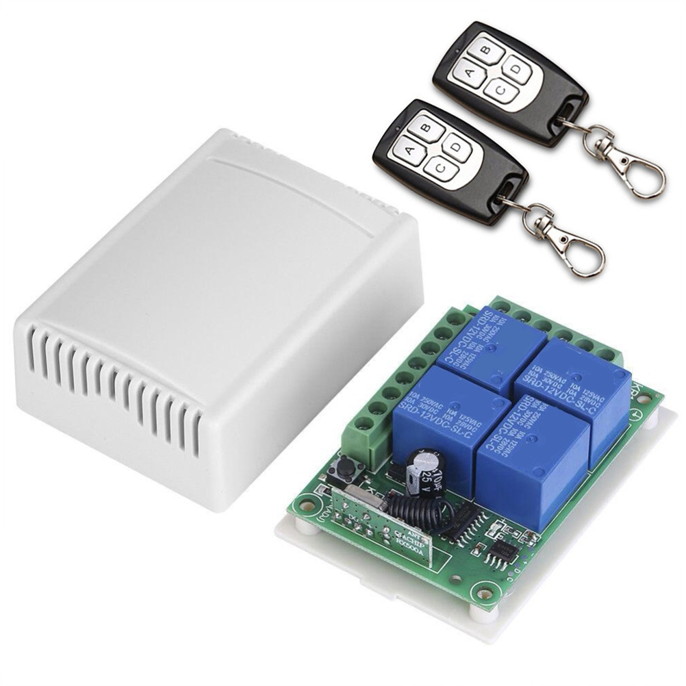 [yuexinghui] 433 Mhz Funk-fernbedienungsempfänger, 12 V Dc, Vier Kanäle, Mit 2 Garagentor-fernbedienungen