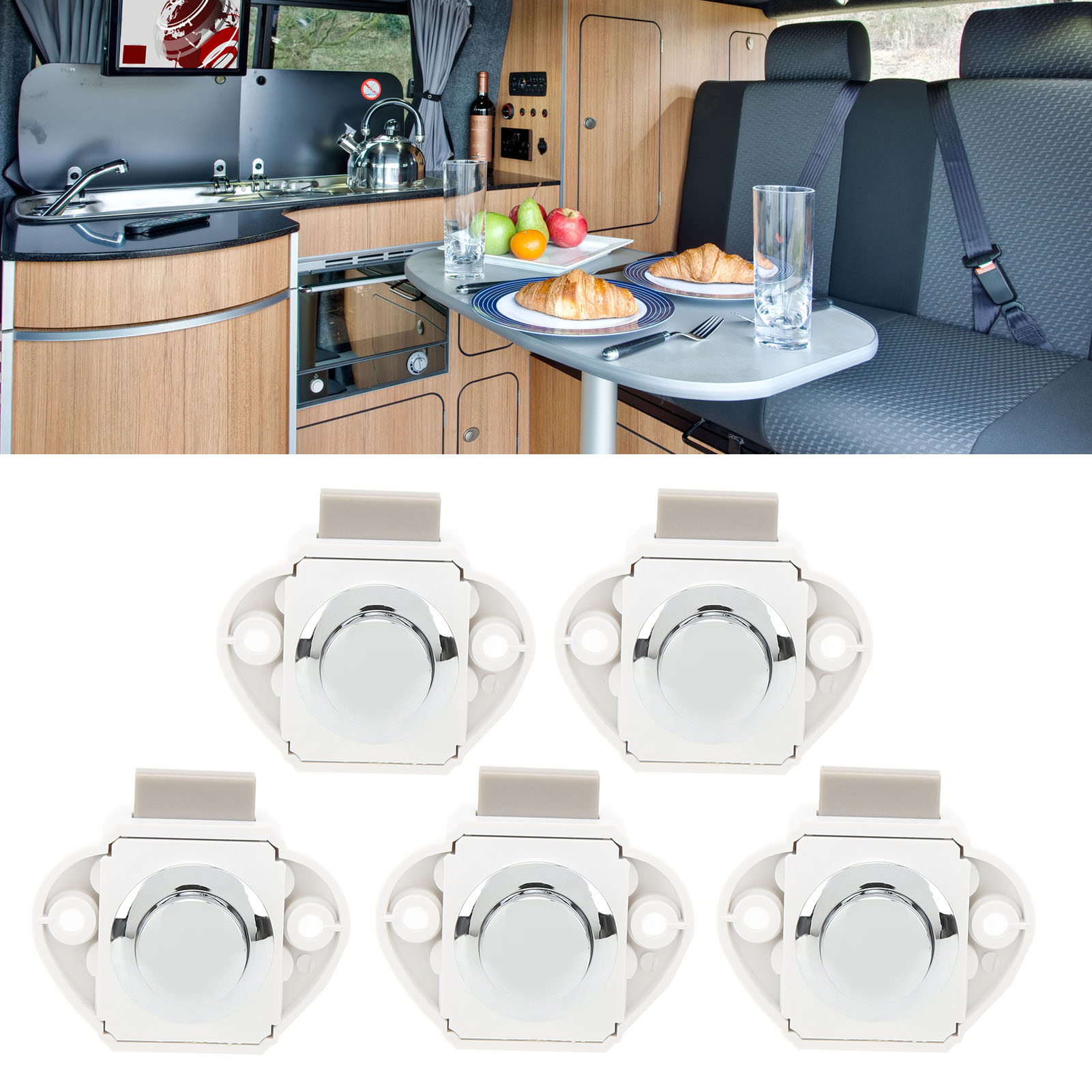 Wohnmobil-/bootszubehör: Schrankschlösser, Schranktürschlösser, Schubladenschlösser, Druckknopfschlösser (p01n-wh-ch-a) (verkauf Im 5er-pack)