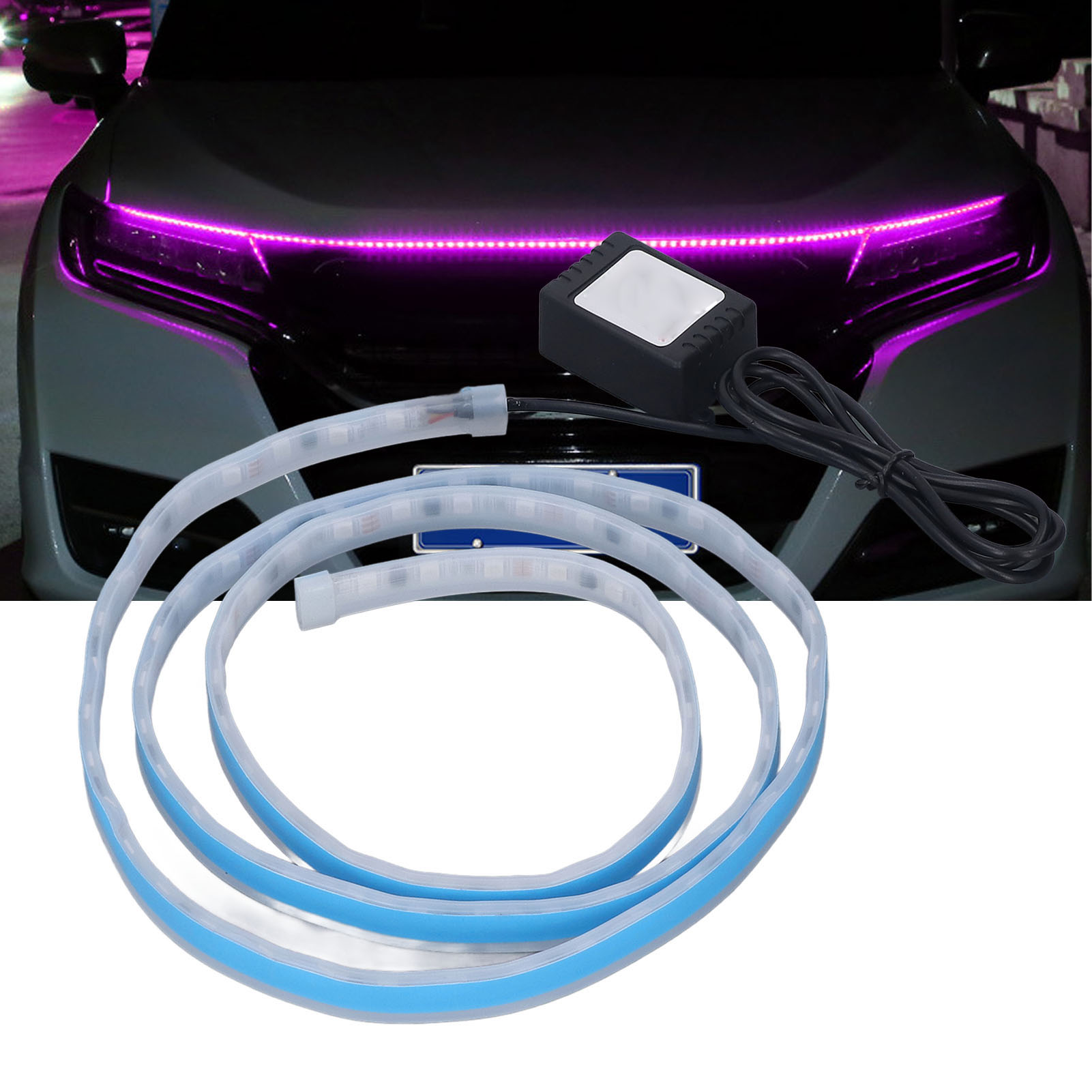 1,5 Meter Langer, Flexibler Und Wasserdichter Led-streifen Für Den Einsatz Im Automobilbereich, Farbige Ambientebeleuchtung Für Die Motorhaube, Qr-code-lese-app