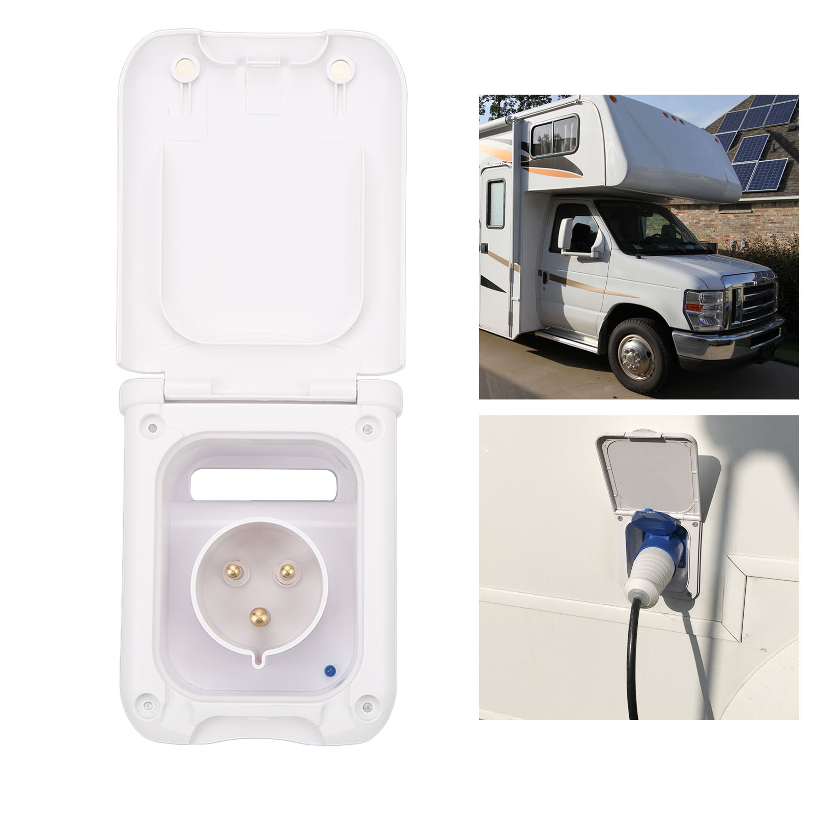 Externe 220v-250v Wechselstromsteckdose Für Wohnmobile, Anhänger-stromanschluss, Wasserdichte Strombox, 3-poliger 32a Wechselstromanschluss Mit Ladeanzeige.