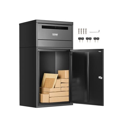 Paketbriefkasten 500x325x909 Mm, Paketkasten Mit Schloss, Paketbriefbox Aus Verzinktem Stahl Mit Diebstahlschutz-design, Packstation Für Zuhause Und Das Büro, Schwarz