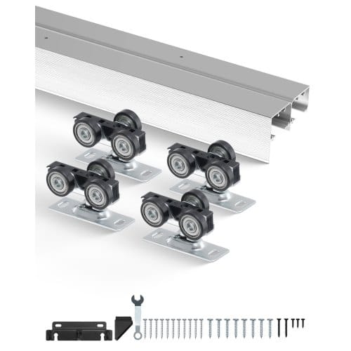 Schiebetür-beschlagschienensatz Schiebetürsystem 1828 Mm, Doppelschienen Schiebetürsystem Aus Aluminiumlegierung, Passende Türbreite 927 Mm X 2, Schiebetürbeschlag 68 Kg Belastbar
