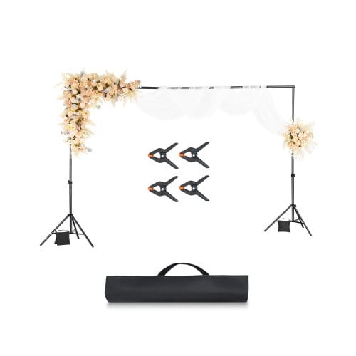 Hintergrundständer verstellbares Fotohintergrundständer (Hintergrundtuch: 198 x 300 cm), tragbarer Hintergrundständer mit 5 Stangen,