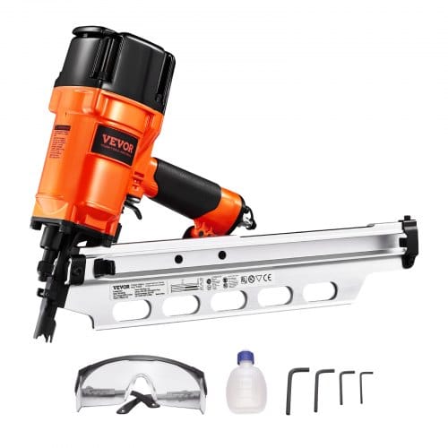 Druckluft Nagler, 50 Bis 90 Mm, 21 Grad Rundkopf, Pneumatische Nagelpistole Mit Zwei Auslösemodi & Tiefeneinstellung, 80-120 Psi Pro Druckluftnagler Für Rahmen, Bodenbeläge & Terrassendielen