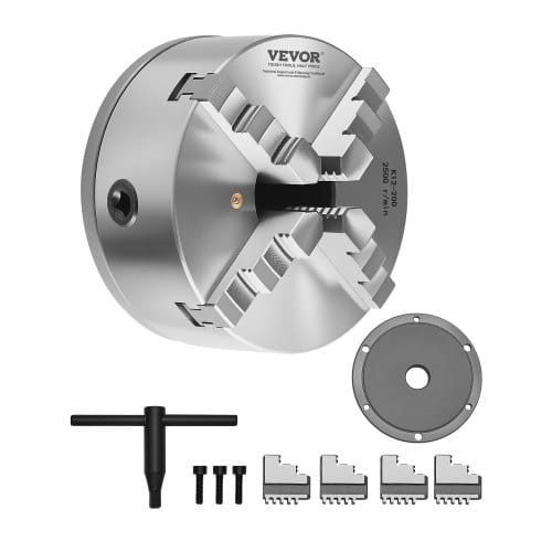 4-backen-drehfutter, Φ200 Mm, Selbstzentrierendes Spannfutter Mit 38,1-mm-8-gewindeträgerplatte, 4-200 Mm Spannbereich Mit T-schlüsselschrauben, Ht300-material, Für Holz-metall-drehmaschinen