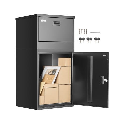 Paketbriefkasten 500x398x980mm, Paketkasten Mit Schloss, Paketbriefbox Aus Verzinktem Stahl Mit Diebstahlschutz-design, Packstation Für Zuhause Und Das Büro, Schwarz