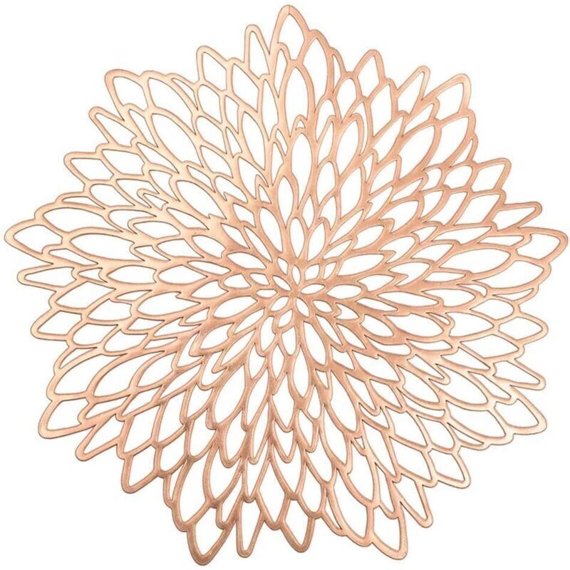 Rundes Platzset, 6-teilig, Metallisch-roségoldenes Platzset, Rutschfestes Platzset, Schutzmatte (roségold)