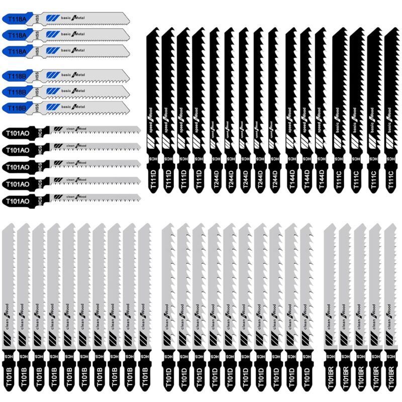 Set Mit 52 Stichsägeblättern – Kohlenstoffstahl – Für Holz, Kunststoff Und Metall – 10 Modelle – Präziser Und Langlebiger Schnitt