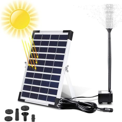 Serbien – 5-w-solar-gartenbrunnen – 380 L/h Durchflussrate – 60 Cm Sprühhöhe – 3 Düsen Für Teiche Und Wasserspiele – Solar-wasserpumpe