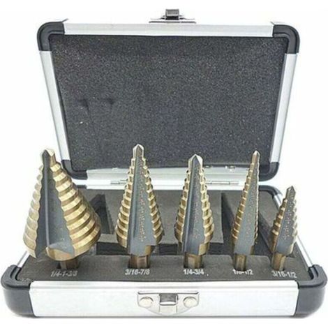 Sjqka – 5-teiliges Hss-stufenbohrer-set Mit Titanbeschichtung – Automatischer Körner – 1/4"-sechskantschaft – Präzises Bohren In Stahl Und Metall