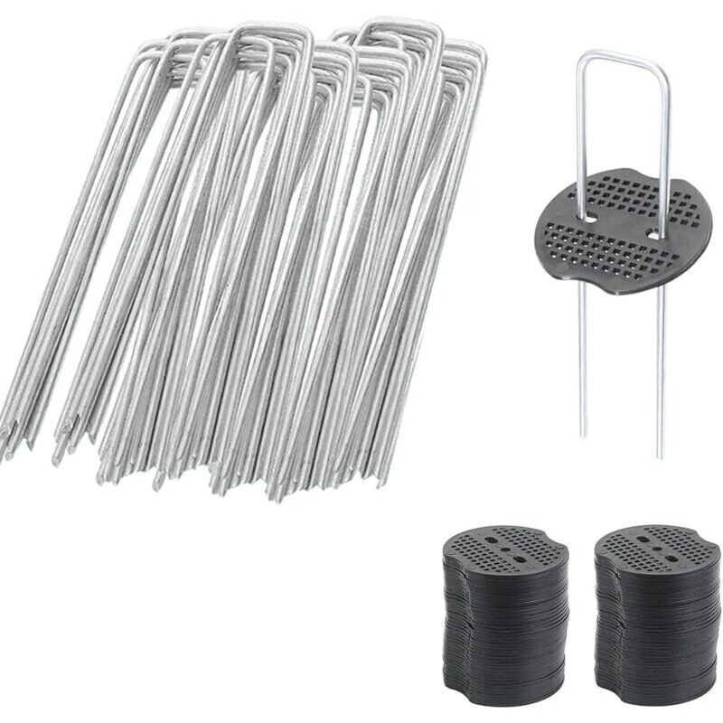 Packung Mit 50 Verzinkten Stahl-gartenpfählen, 150 Mm – Bodenanker Für Unkrautvlies – U-förmige Pfähle Für Camping