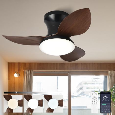 Leiser 65-cm-deckenventilator Mit Licht Und Fernbedienung, Kronleuchter Mit 3-blatt-ventilator, Dimmbar, Gleichstrommotor, 6 Geschwindigkeitsstufen, Moderner Led-deckenventilator Für Wohnzimmer, Büro,