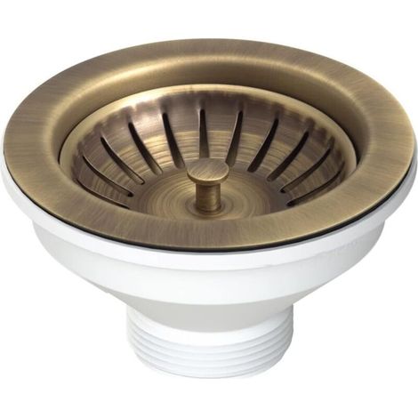 Roleader – 114 Mm Edelstahl-waschbeckenablauf – Ohne Überlauf – Antikmessing – 54 Mm Höhe – 1 1/2"-ablauf Für Den Professionellen Einsatz
