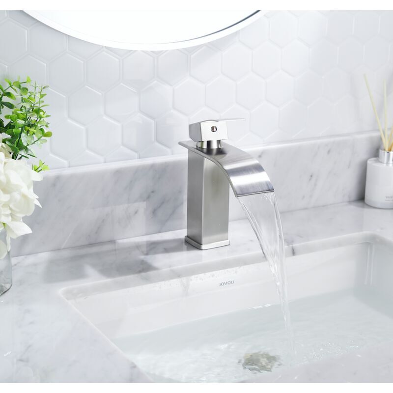 Wasserfall-waschtischarmatur, Messing-waschtischarmatur, Vernickelte Armatur, Moderne Design-waschtischarmatur