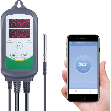 Roleader – Digitalthermostat Für Heizung Und Kühlung – Doppelrelais – Ntc-fühler Ip68 2 M – Temperatur -40 Bis 100 °c – Überhitzungsalarm – Itc-308