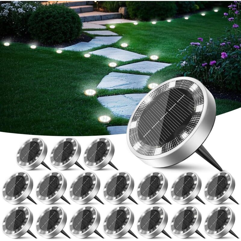Solar-gartenleuchten Für Den Außenbereich, 18er-pack, 8 Led-solar-bodenleuchten, Wasserdichte Solar-strahler Für Den Außenbereich Zur Beleuchtung Von Wegen, Einfahrten, Rasenflächen, Terrassen, Höfen