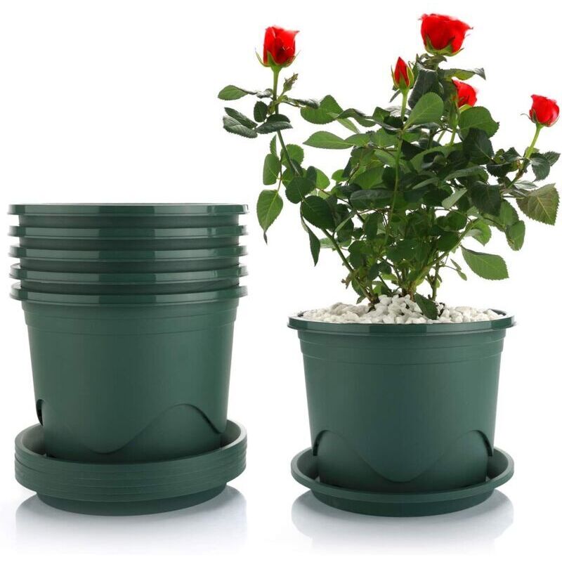 21 Cm Kunststoff-blumentopf Mit Untersetzer – 6er-set, Dekorativer Topf Für Bonsai, Sukkulenten, Aloe Vera