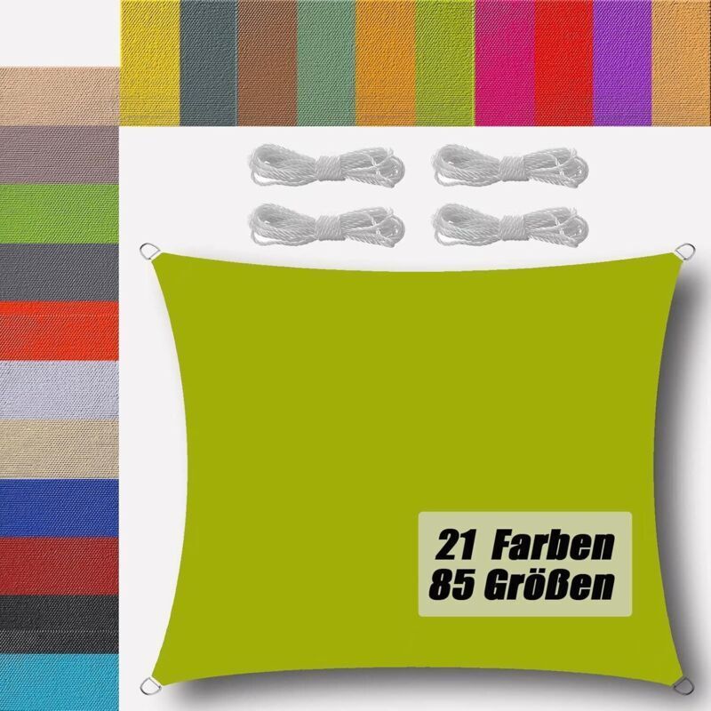 3x3 M Wasserdichtes Sonnensegel, 185 G/m² Polyester – 95 % Uv-schutz – Rechteckiges Design Für Terrasse, Garten Und Pool – Gelbgrün