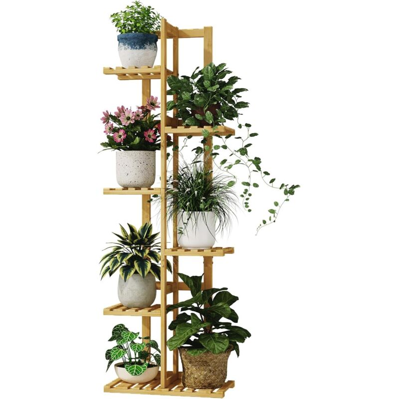 6-stöckiger Bambus-pflanzenständer Für Mehrere Pflanzen, Kleiner Mehrstöckiger Blumenständer Für Fenster, Garten, Balkon, Wohnzimmer, Schlafzimmer