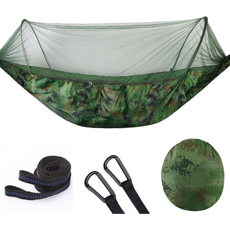 Tragbare Camping-hängematte, Outdoor-hängematte Mit Moskitonetz, 210t Nylon, 290x140 Cm, Mehrfarbig (d)